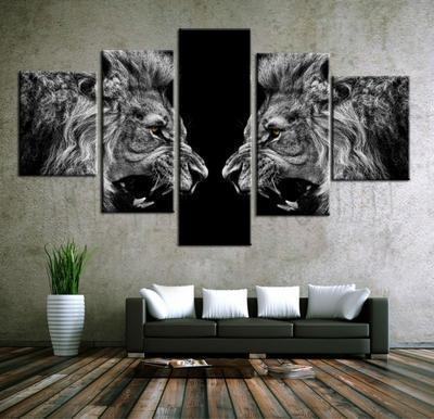 A Roaring Brown Eyes Lions Black & White Abstract Leinwandbilder Kunstdrucke  