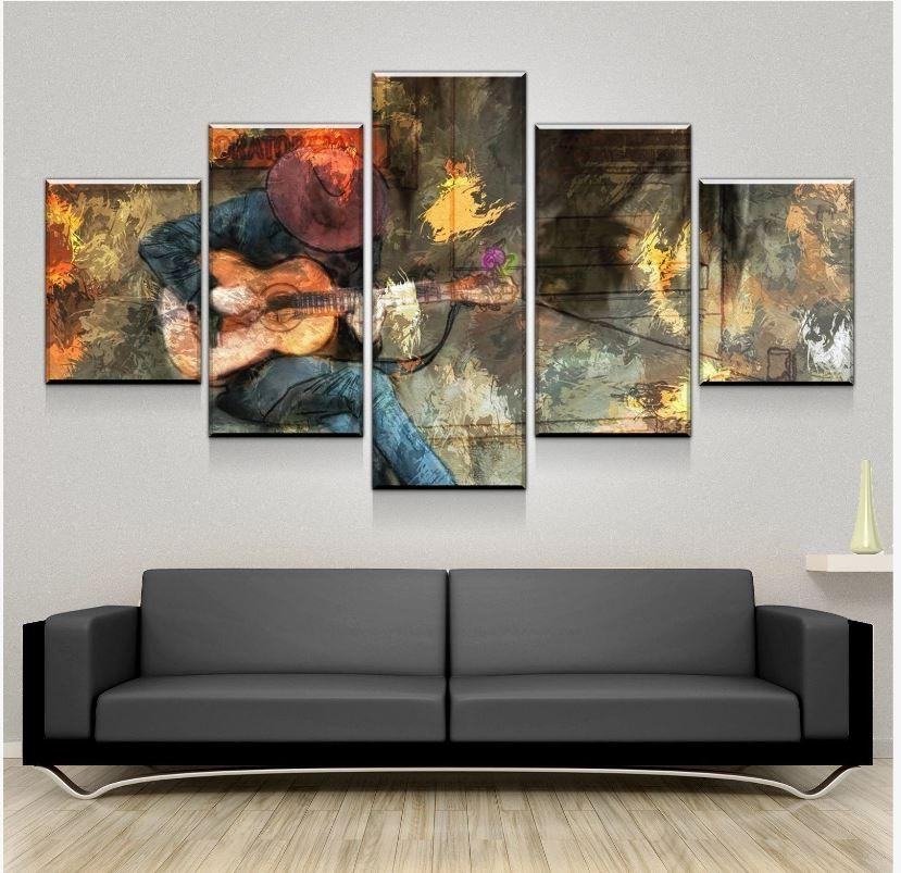 Abstrakter Gitarrenmann Leinwandbilder Kunstdrucke Rahmen