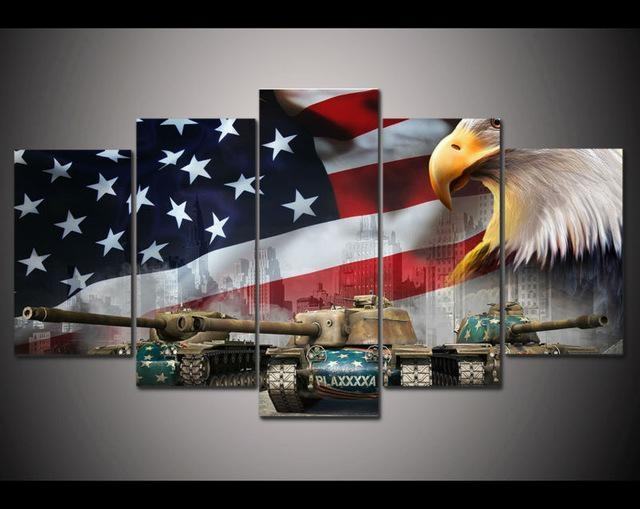 American Eagle Flag With Tank Army Leinwandbilder Kunstdrucke  