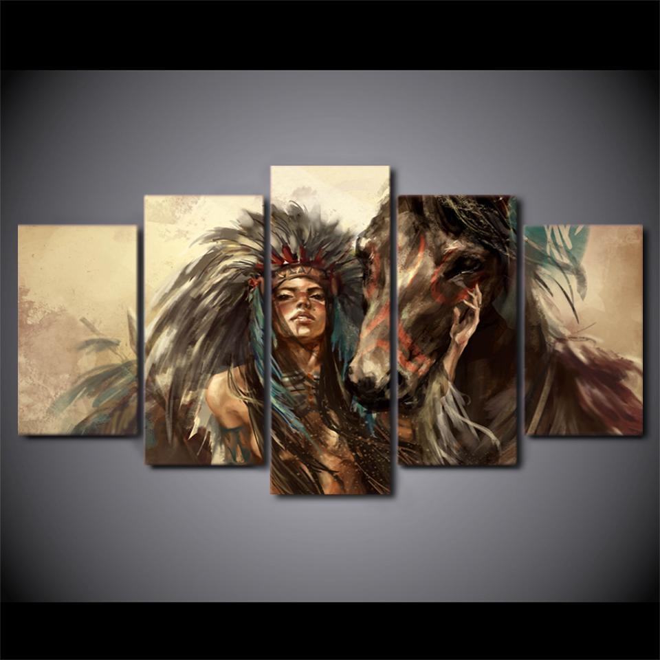 American Indian Girl With Horse Army Leinwandbilder Kunstdrucke  