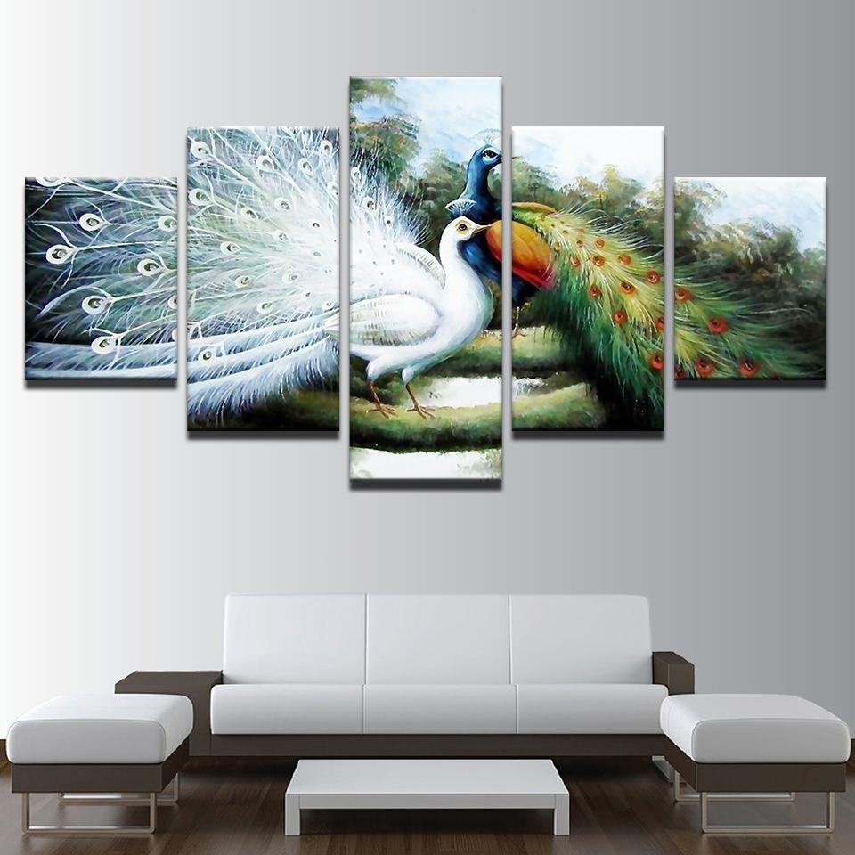 Anime Peacock Couple Abstract Animal Leinwandbilder Kunstdrucke Rahmen