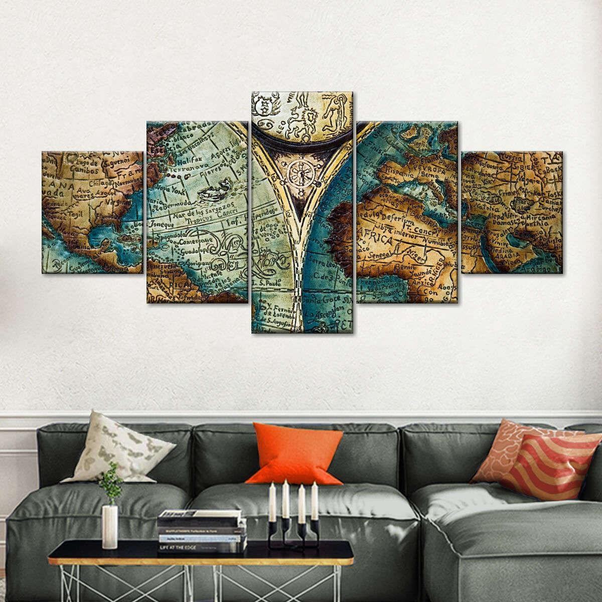 Antike Weltkarte Leinwandbilder Kunstdrucke Rahmen
