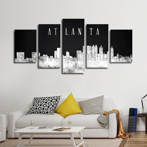Atlanta Aquarell Skyline Bw Leinwandbilder Kunstdrucke Rahmen