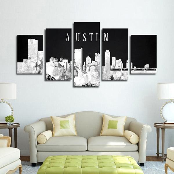 Austin Aquarell Skyline Bw Leinwandbilder Kunstdrucke Rahmen