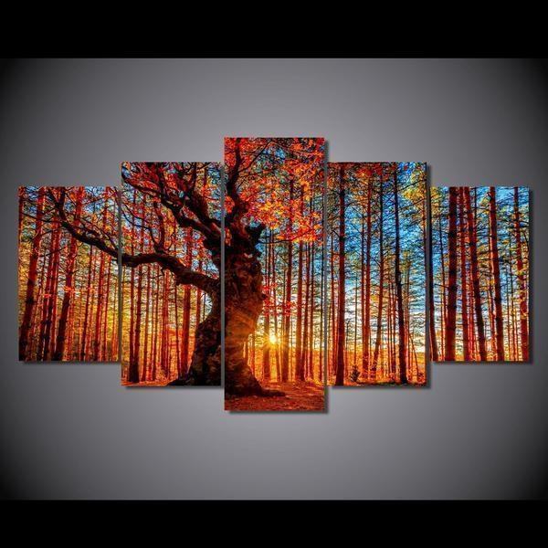Autumn Fall Forest Trees Foliage Nature Leinwandbilder Kunstdrucke  