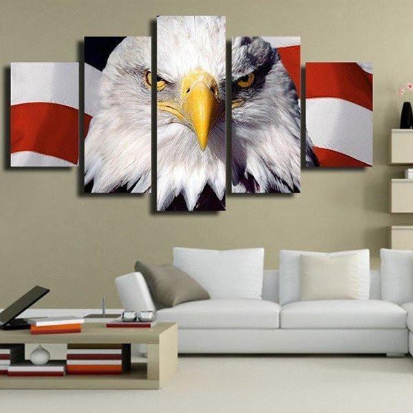 Bald Eagle With American Flag Animal Leinwandbilder Kunstdrucke  
