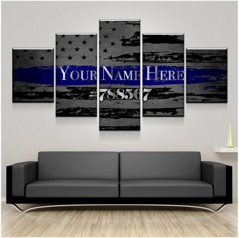 Benutzerdefinierte Personalisierte Dnne Blaue Linie Leinwandbilder Kunstdrucke Rahmen