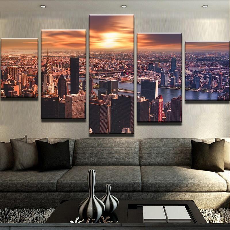 Big Apple Sonnenuntergang Leinwandbilder Kunstdrucke Rahmen