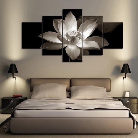 Black & White Lotus Nature Leinwandbilder Kunstdrucke  