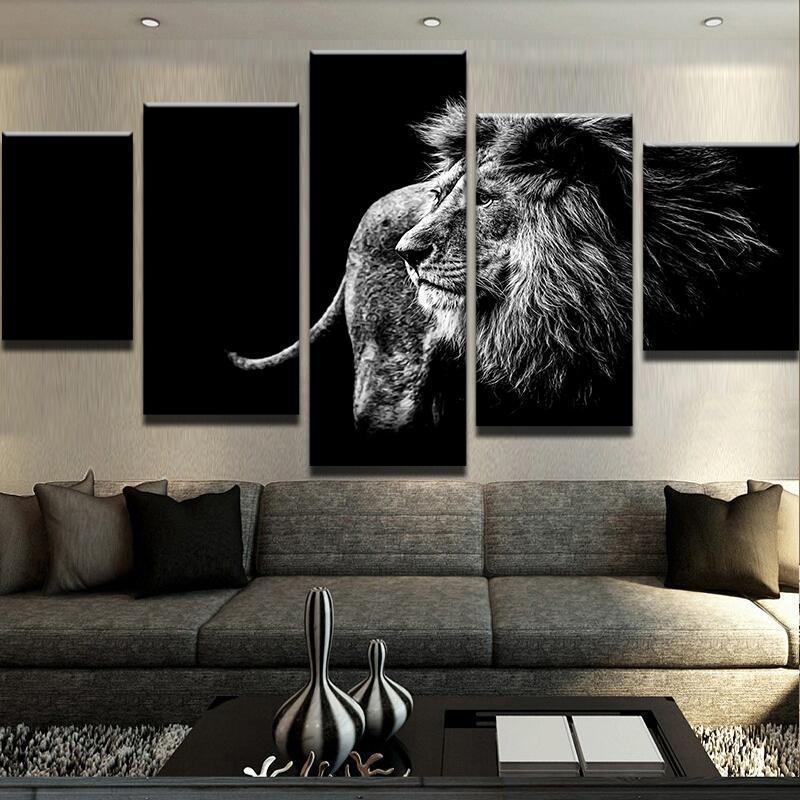 Black And White Lion Animal Leinwandbilder Kunstdrucke  