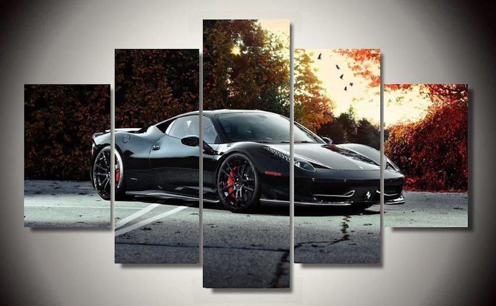Black Ferrari 458 Italia Exotic Sport Car Leinwandbilder Kunstdrucke  