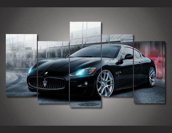 Black Maserati Sport Car Leinwandbilder Kunstdrucke Rahmen