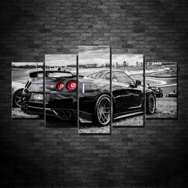 Black Nissan Gtr Sports Car Motor Leinwandbilder Kunstdrucke Rahmen