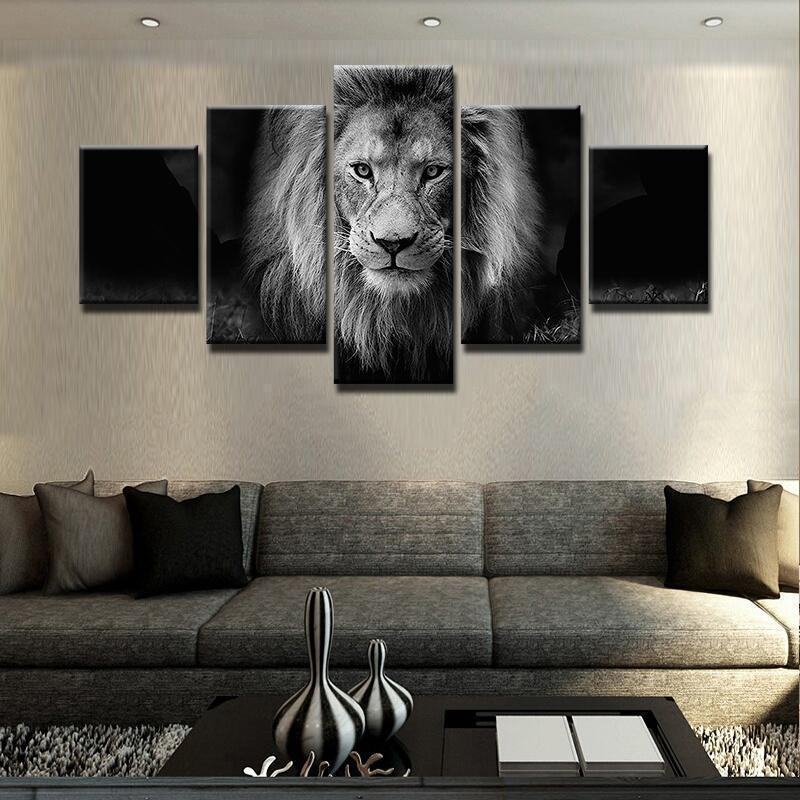 Black white Lion King Animal Leinwandbilder Kunstdrucke  