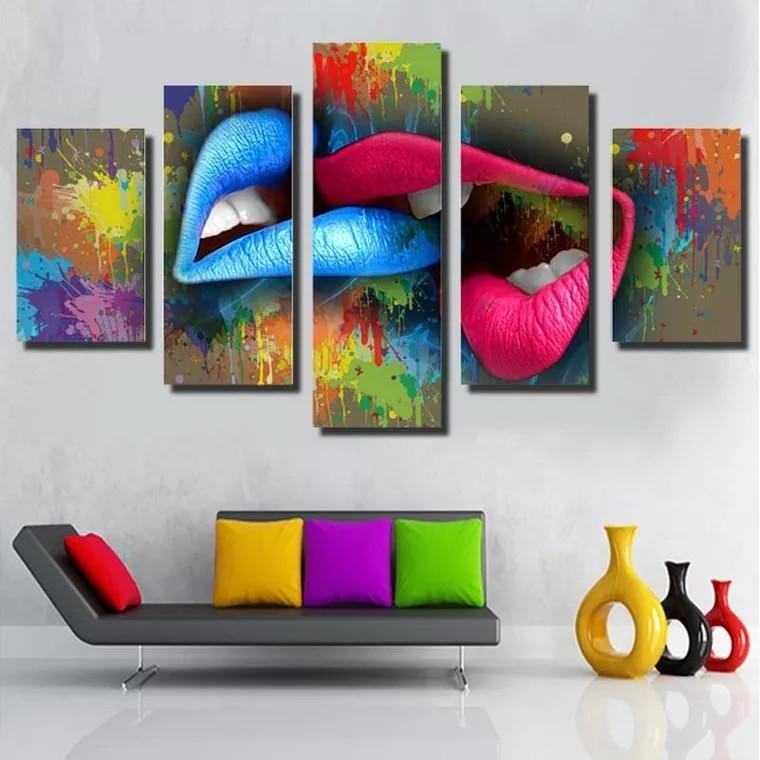 Blaue Und Rosa Lippen Schnheit Leinwandbilder Kunstdrucke Rahmen