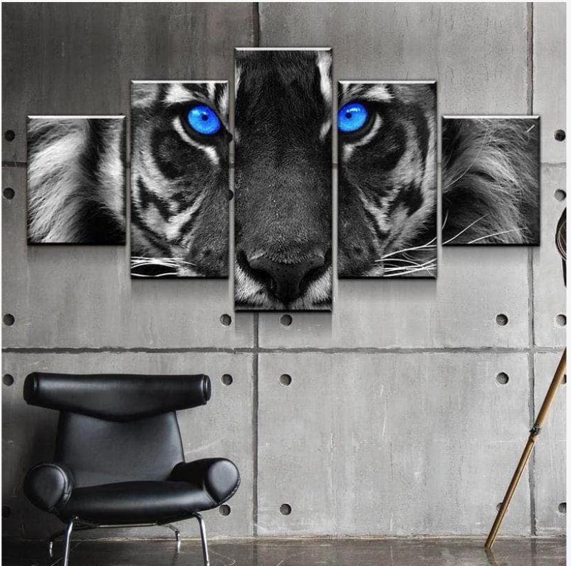 Blauugiger Tiger Leinwandbilder Kunstdrucke Rahmen