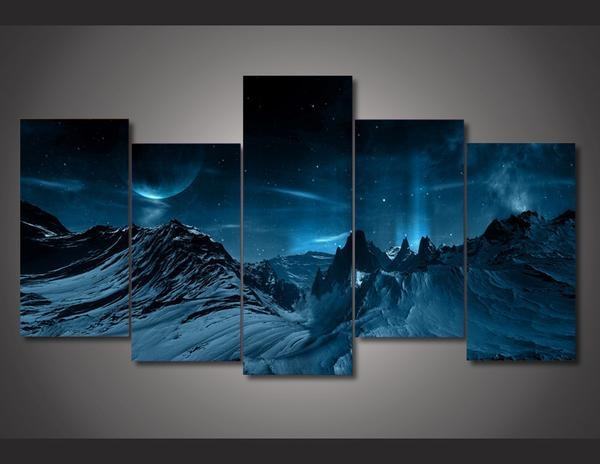 Blue Night Mountainscape Mountains Nature Leinwandbilder Kunstdrucke  