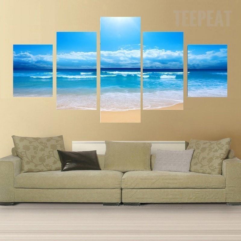 Blue Sky And Beach Wave Landscape Nature Leinwandbilder Kunstdrucke  