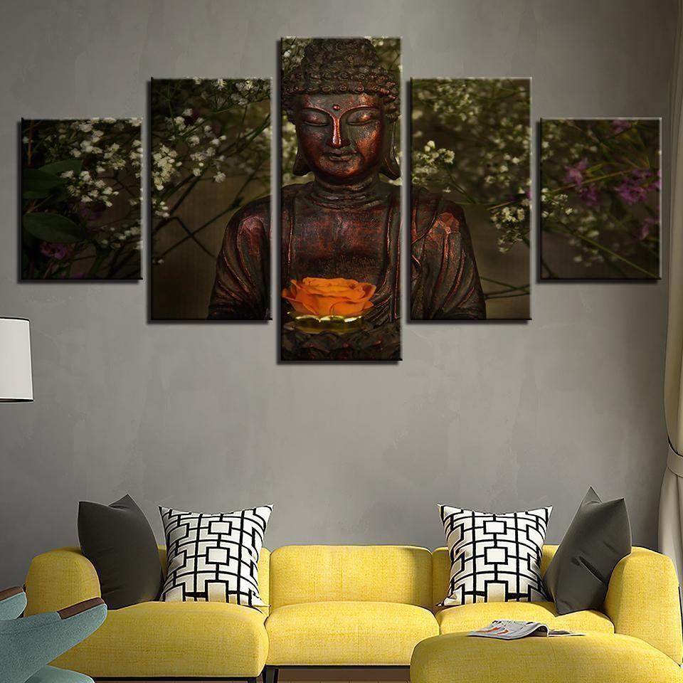 Blumen Retro Buddha Ation Religion Leinwandbilder Kunstdrucke Rahmen