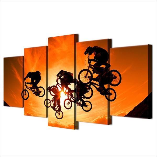 Bmx Bicycle Bike Motocross Jumping Sunset Sport Leinwandbilder Kunstdrucke  