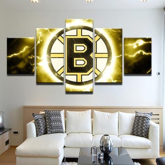 Boston Bruins Boys NHL Team Schwarz Leinwandbild – Kunst für echte Sportfans