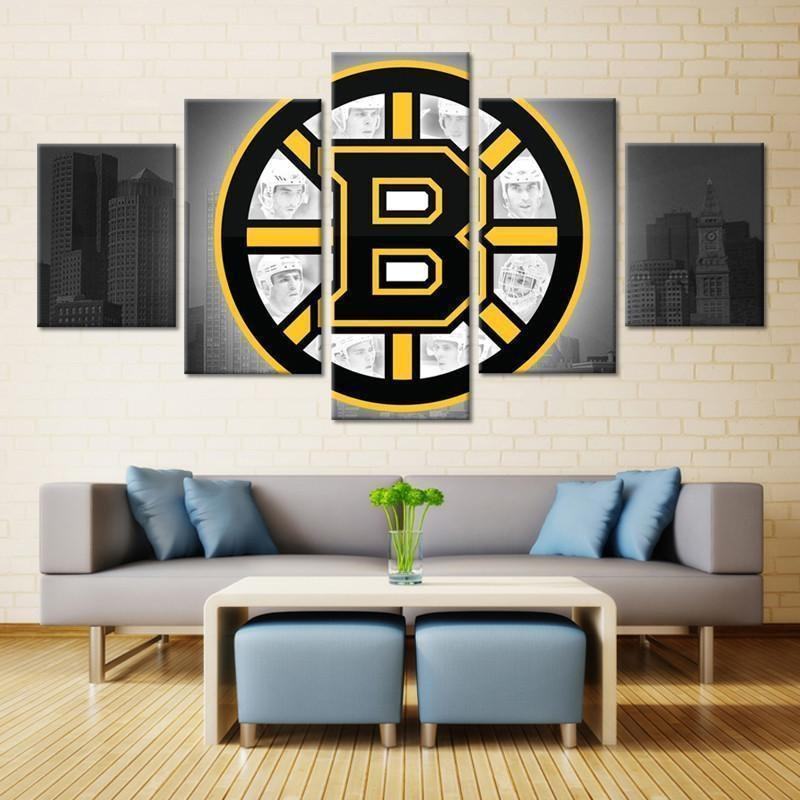 Boston Bruins Logo 5 Ice Hockey Leinwandbilder Kunstdrucke Rahmen
