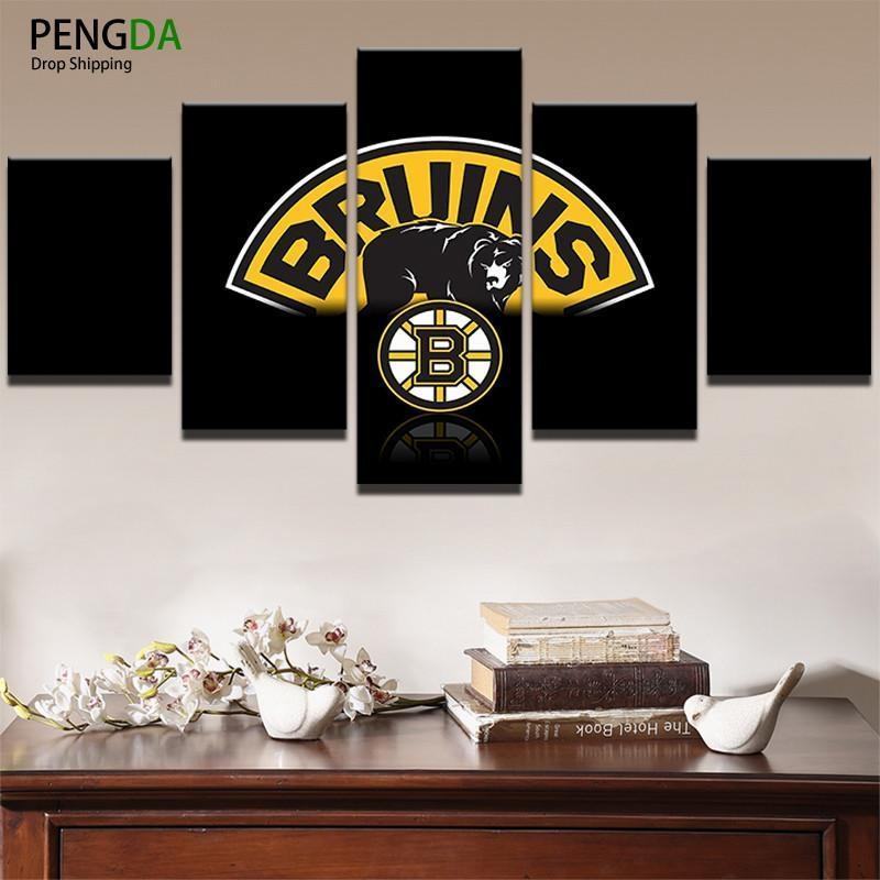 Boston Bruins NHL Team Blitz Leinwandbild – Stilvolle Kunst für Sportliebhaber
