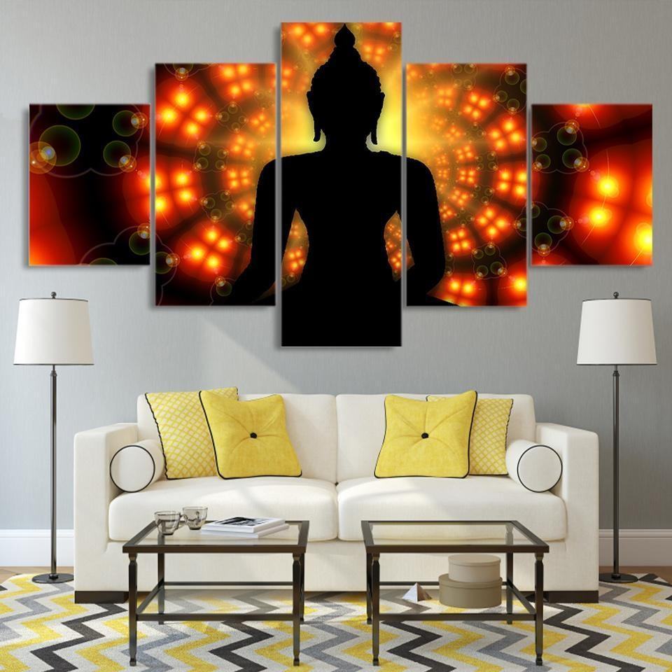 Buddha Backlight Religion Leinwandbilder Kunstdrucke Rahmen