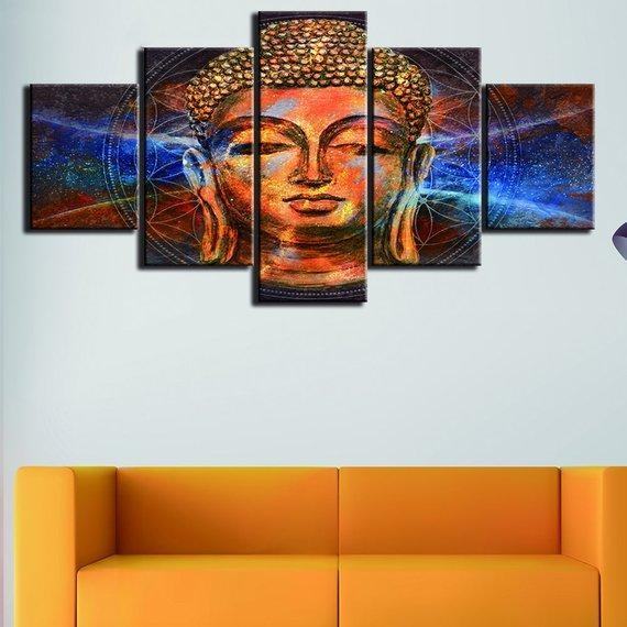 Buddha Blue Background Religion Leinwandbilder Kunstdrucke Rahmen