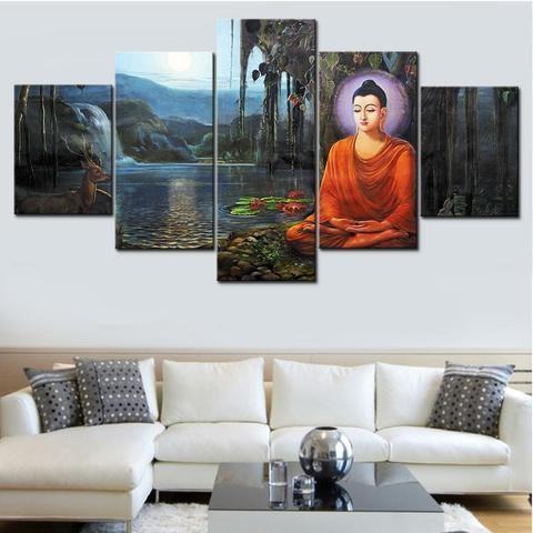 Buddha By The Lake Religion Leinwandbilder Kunstdrucke Rahmen