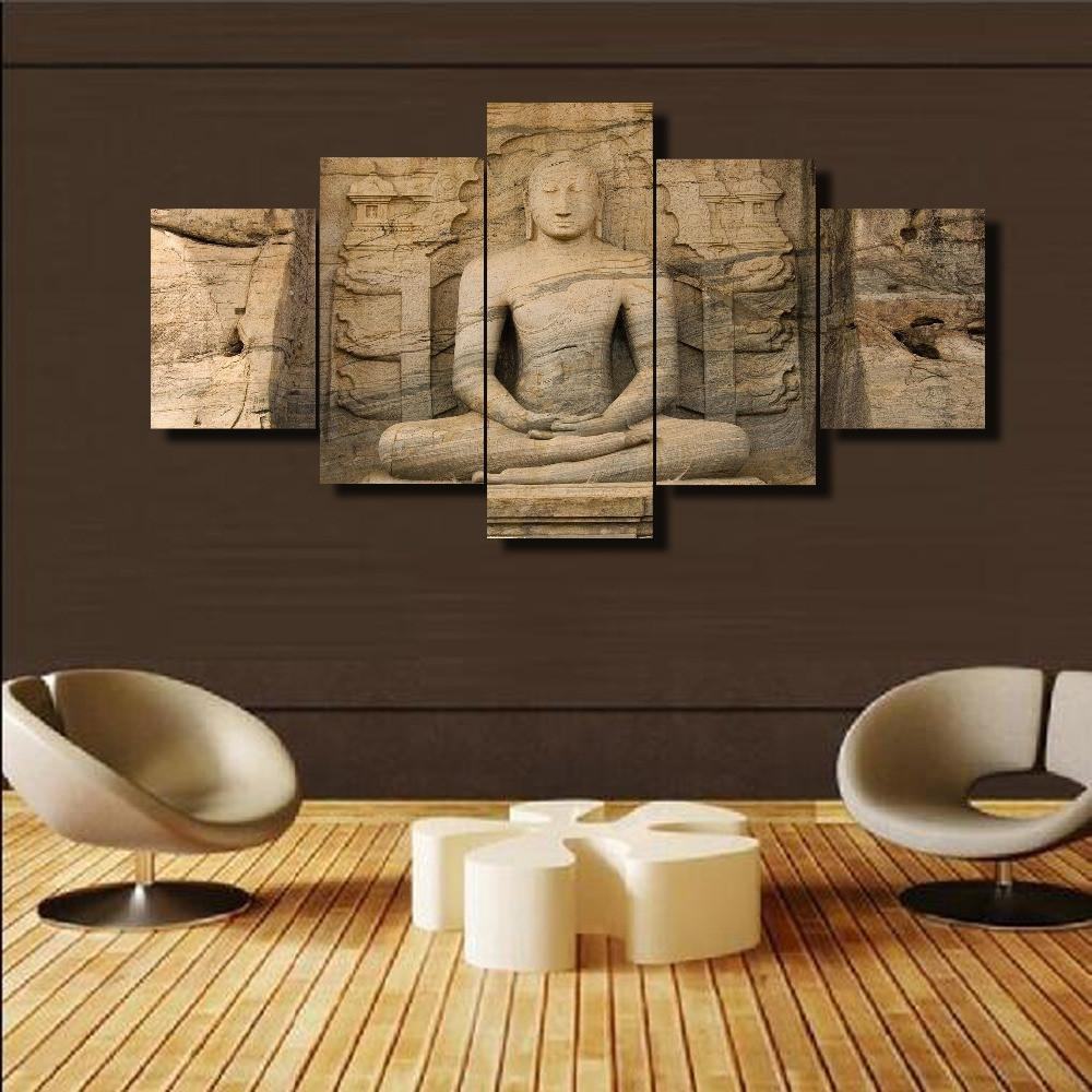 Buddha Carved From Stone Religion Leinwandbilder Kunstdrucke Rahmen