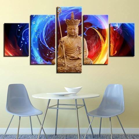 Buddha Fire & Water Religion Leinwandbilder Kunstdrucke Rahmen