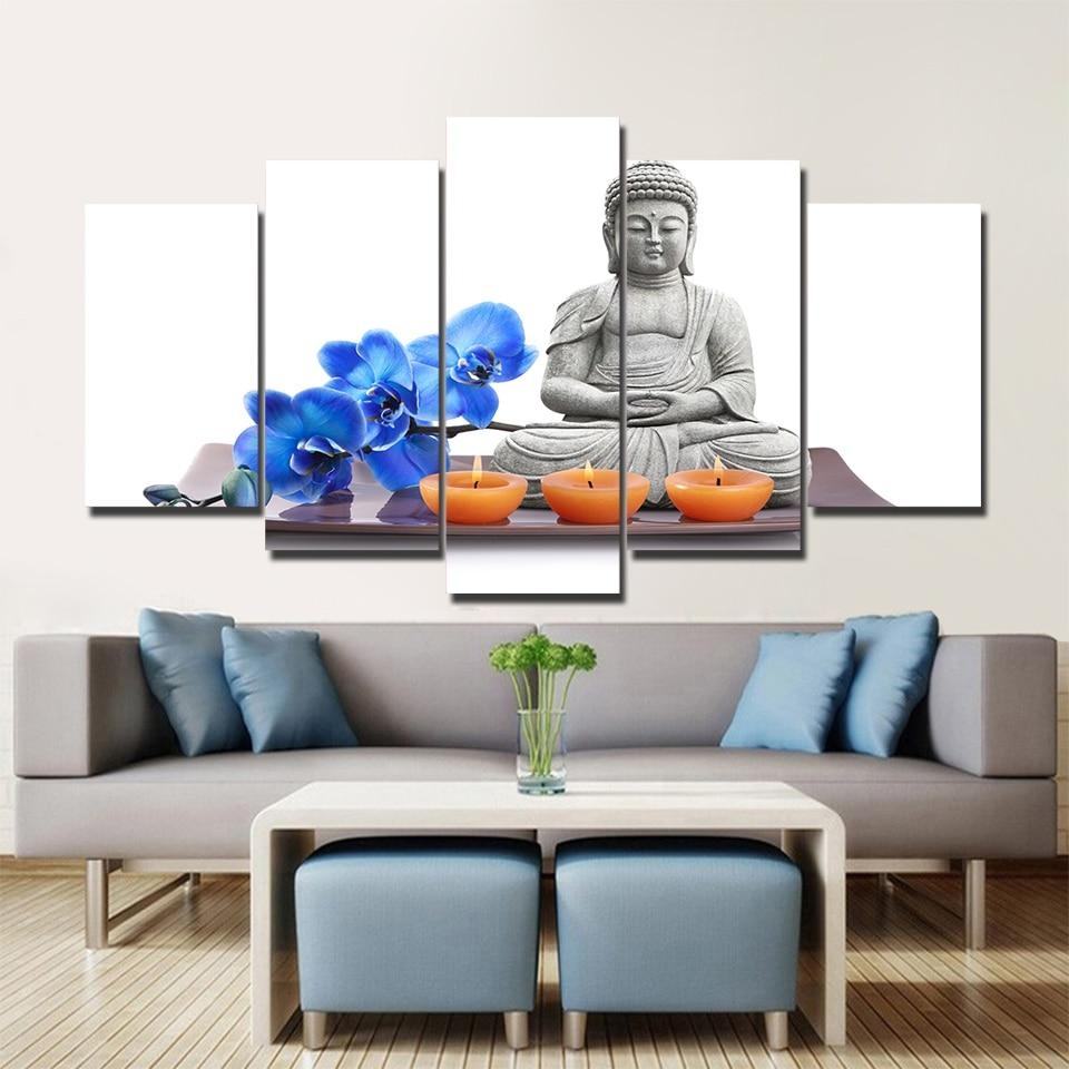 Buddha Flowers 01 Religion Leinwandbilder Kunstdrucke Rahmen