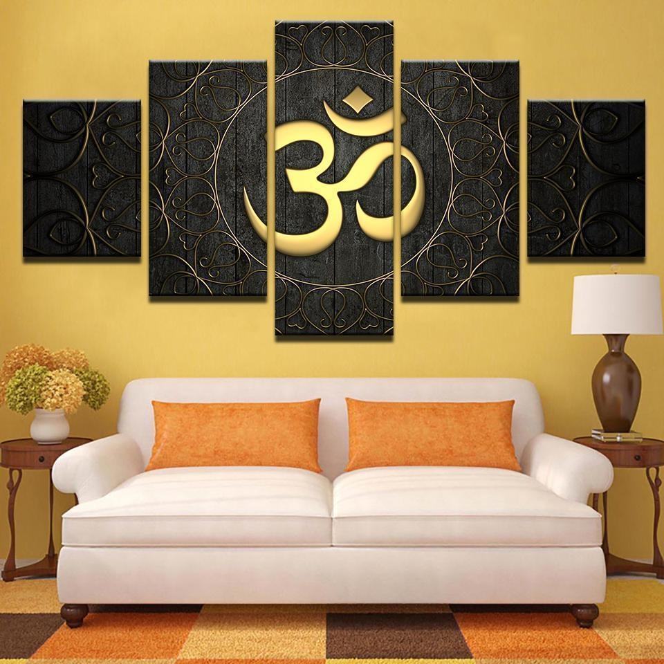 Buddha Om Yoga Golden Symbol Religion Leinwandbilder Kunstdrucke Rahmen
