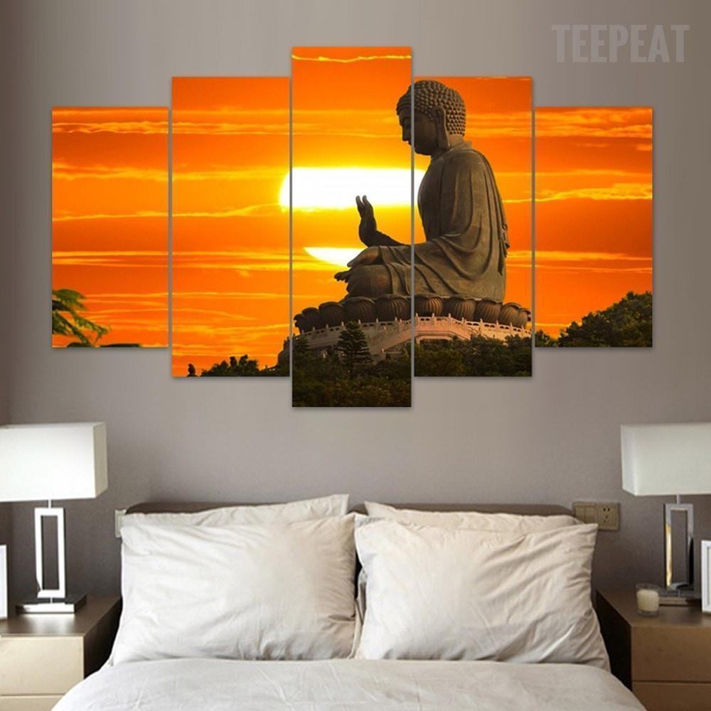 Buddha Sunrise Religion Leinwandbilder Kunstdrucke Rahmen