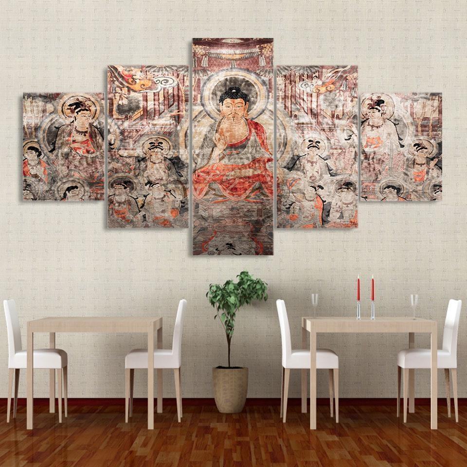 Buddhas Group Vintage Religion Leinwandbilder Kunstdrucke Rahmen