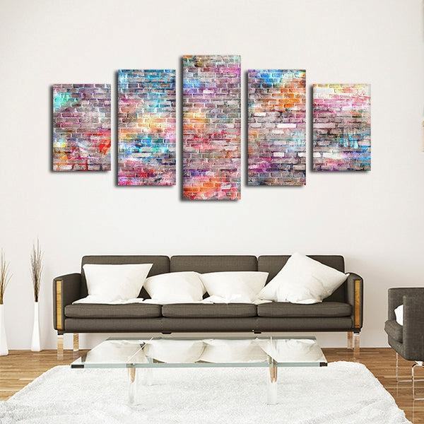 Bunte Backsteinmauer Leinwandbilder Kunstdrucke Rahmen