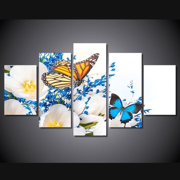 Butterflies Butterfly And Flowers Animal Leinwandbilder Kunstdrucke  