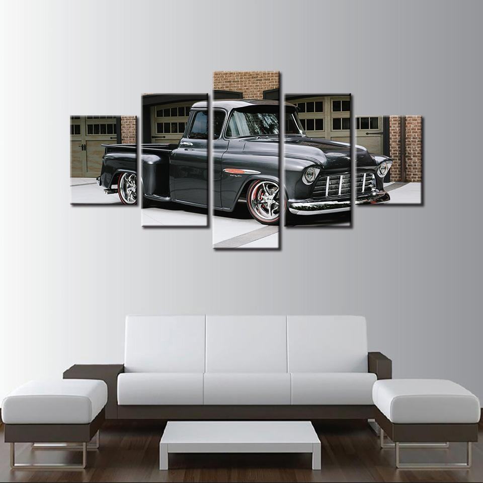 Chevrolet 3100 Black 1955 Car Leinwandbilder Kunstdrucke Rahmen