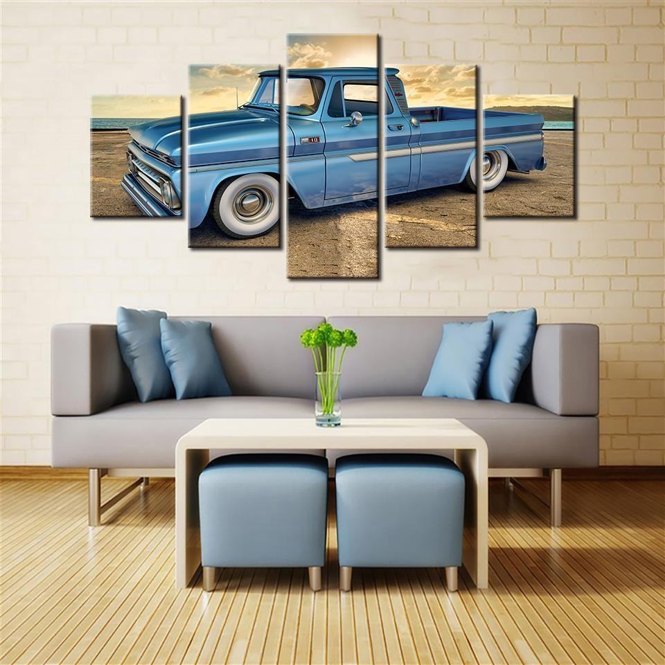 Chevrolet C10 Blue Car Leinwandbilder Kunstdrucke  