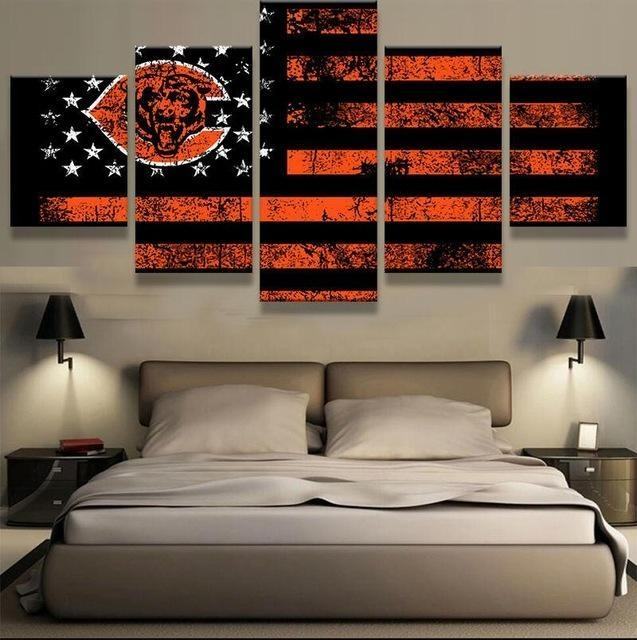 Chicago Bears Amerikanische Flagge Leinwanddruck – Football Kunst