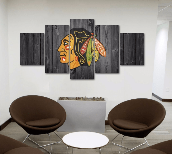 Chicago Blackhawks Barn Wood Leinwandbilder – Eishockey Kunstdrucke