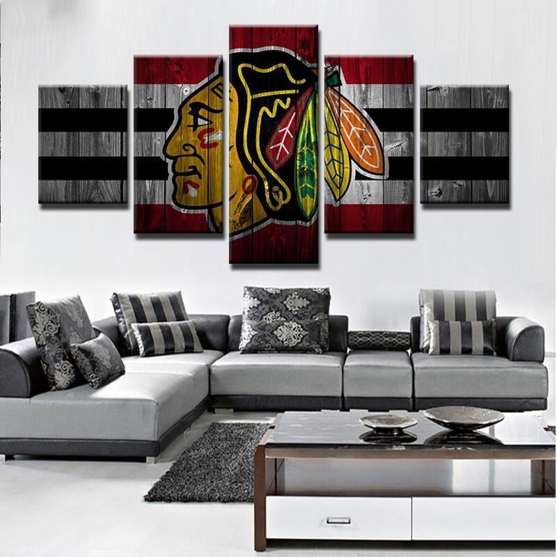 Chicago Blackhawks NHL Team Wood Leinwandbilder – Eishockey Kunstdrucke