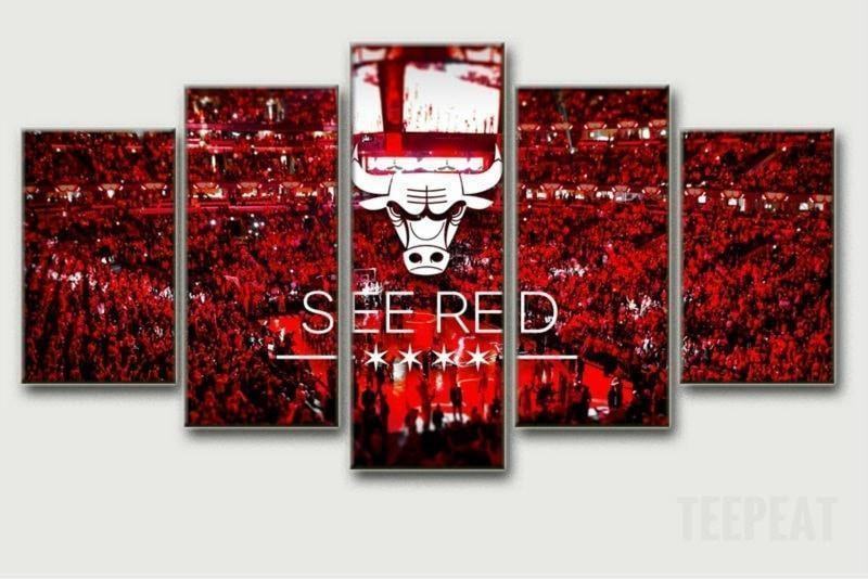 Chicago Bulls A Sea Of Red Leinwandbilder – Basketball Kunstdrucke