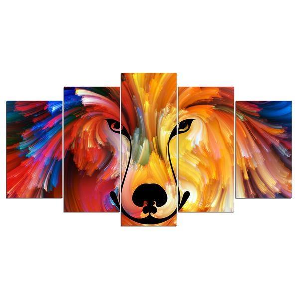 Colorful Dog Abstract Animal Leinwandbilder Kunstdrucke  