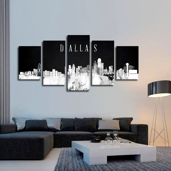 Dallas Aquarell Skyline Bw Leinwandbilder Kunstdrucke Rahmen
