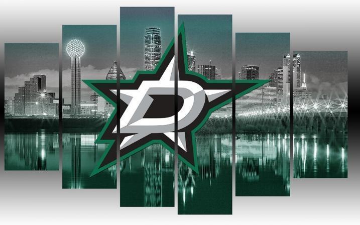 Dallas Stars Logo Exclusive 6 Panels Ice Hockey Leinwandbilder Kunstdrucke Rahmen