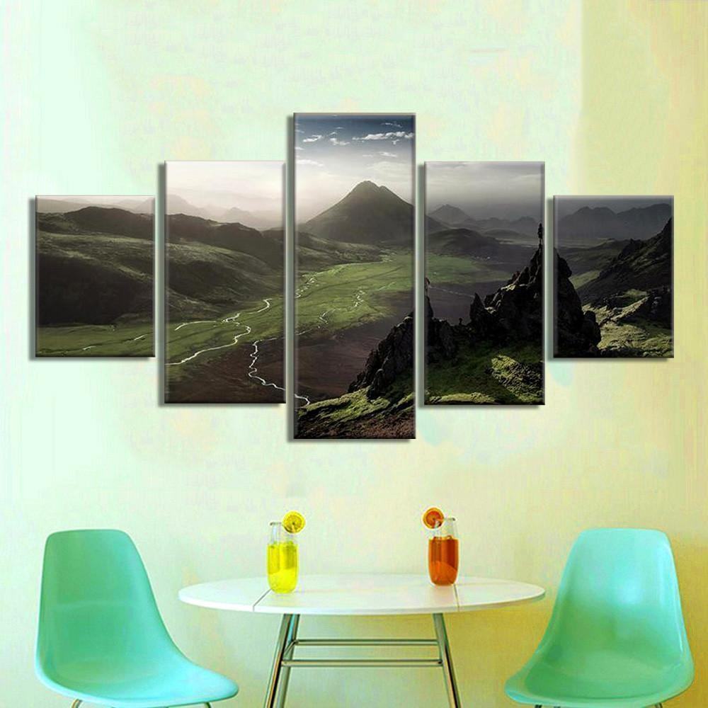 dark green steep mountains and white clouds landscape view nature leinwandbilder kunstdrucke 7150