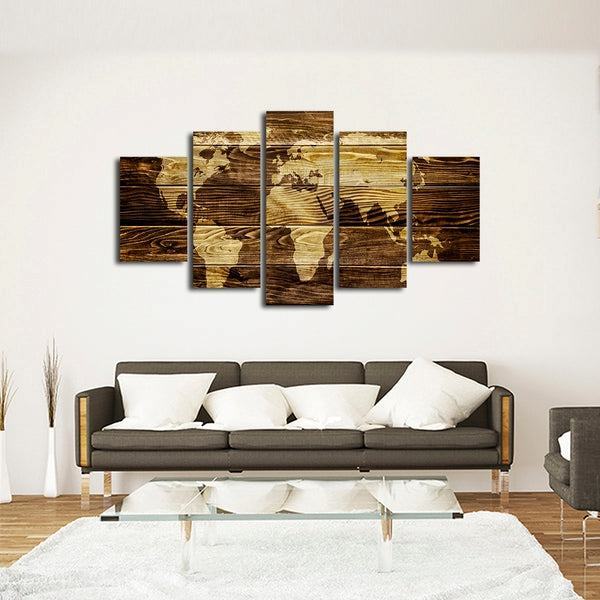 Dark Wood Weltkarte Leinwandbilder Kunstdrucke Rahmen