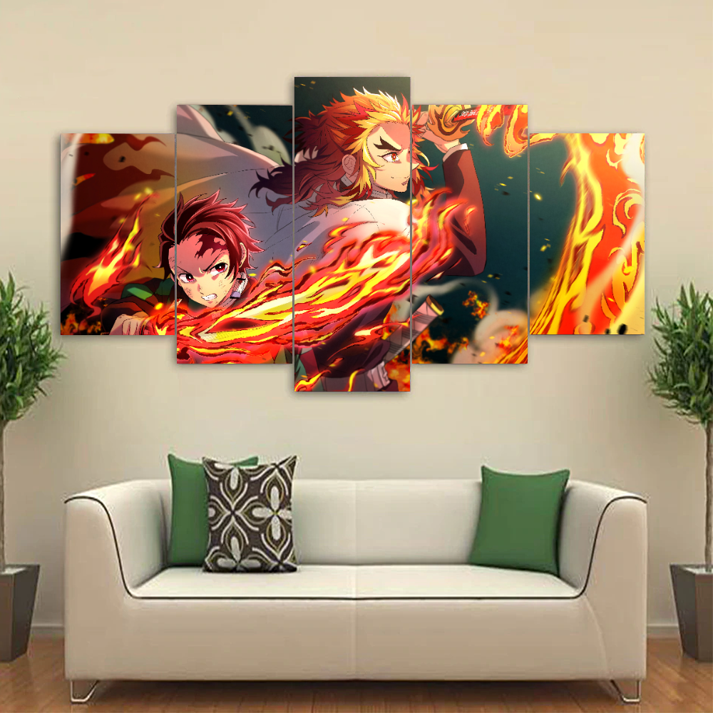 Epic Demon Slayer Wandbild im modernen Wohnzimmer